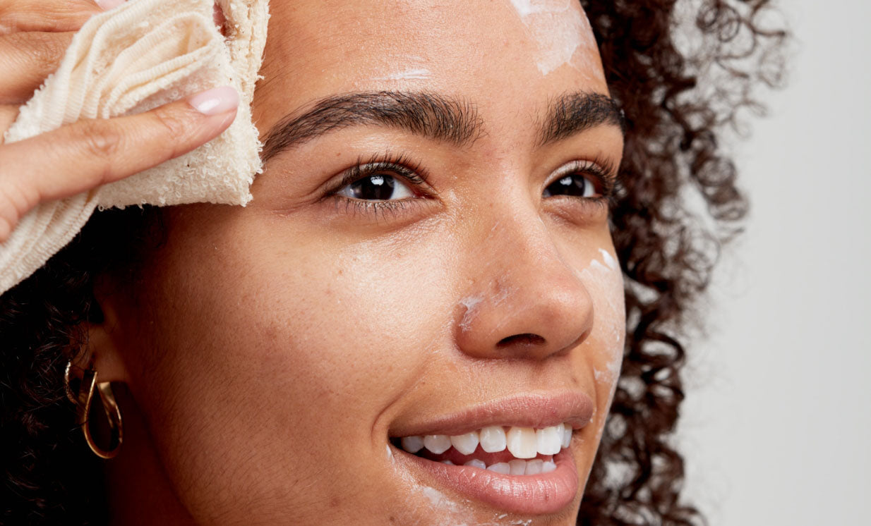 smiling woman cleansing